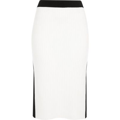 White and black sports midi skirt